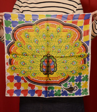17.5" SQUARE DESIGNED SILK (PEACOCK)