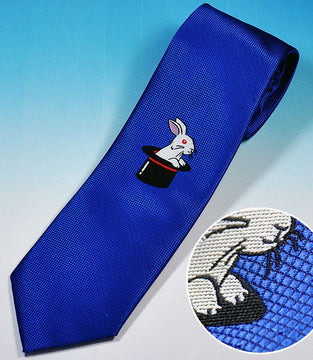 MAGICIANS' TIE (Silk 100%) (Blue/Rabbit)