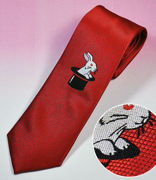 MAGICIANS' TIE (Silk 100%) (Red/Rabbit)