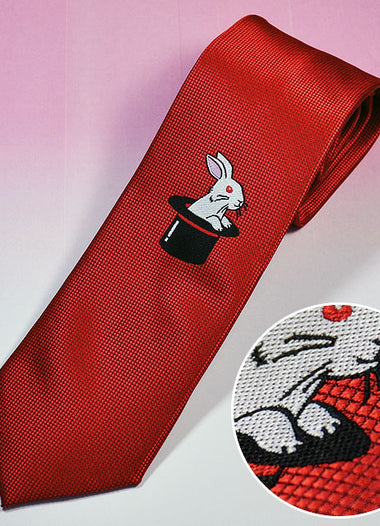 MAGICIANS' TIE (Silk 100%) (Red/Rabbit)