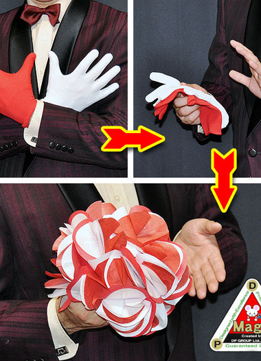 DPG RED & WHITE GLOVES TO BOUQUET